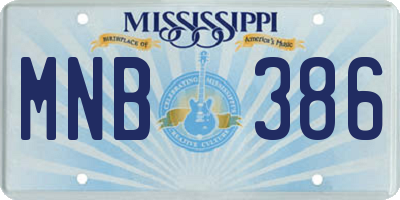 MS license plate MNB386