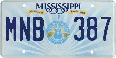 MS license plate MNB387