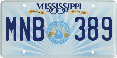 MS license plate MNB389