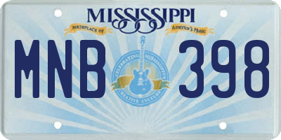 MS license plate MNB398