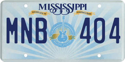 MS license plate MNB404