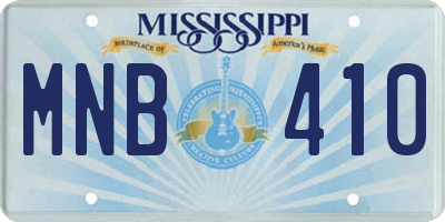 MS license plate MNB410