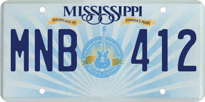 MS license plate MNB412