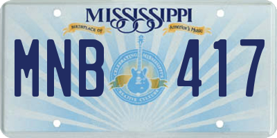 MS license plate MNB417