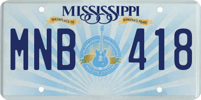 MS license plate MNB418