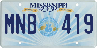 MS license plate MNB419