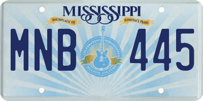 MS license plate MNB445