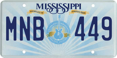 MS license plate MNB449