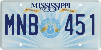 MS license plate MNB451