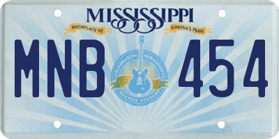 MS license plate MNB454