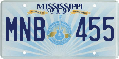MS license plate MNB455