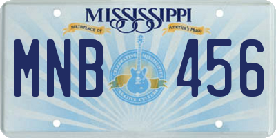 MS license plate MNB456