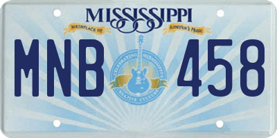MS license plate MNB458