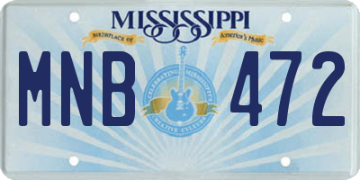 MS license plate MNB472