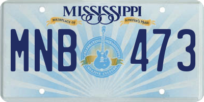 MS license plate MNB473
