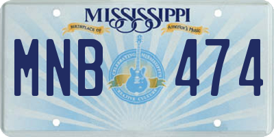 MS license plate MNB474