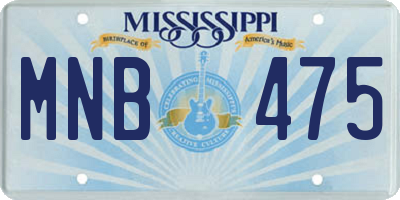MS license plate MNB475