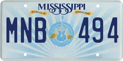 MS license plate MNB494