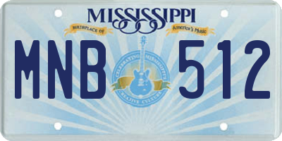 MS license plate MNB512