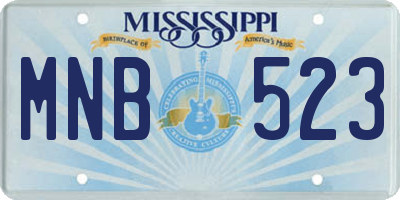 MS license plate MNB523