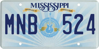MS license plate MNB524