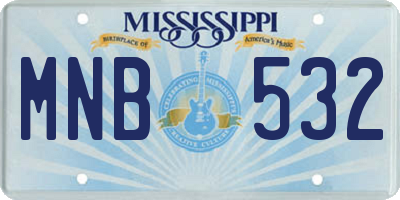 MS license plate MNB532
