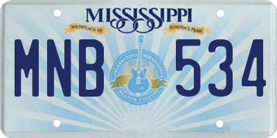 MS license plate MNB534
