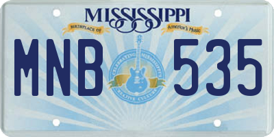 MS license plate MNB535
