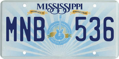 MS license plate MNB536