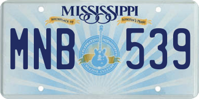 MS license plate MNB539