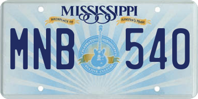 MS license plate MNB540