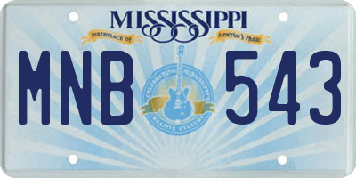 MS license plate MNB543