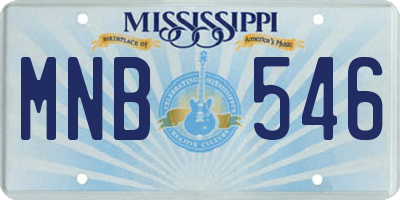 MS license plate MNB546