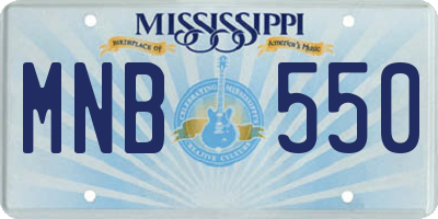 MS license plate MNB550