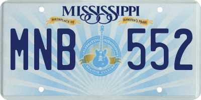 MS license plate MNB552
