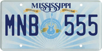 MS license plate MNB555