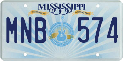 MS license plate MNB574