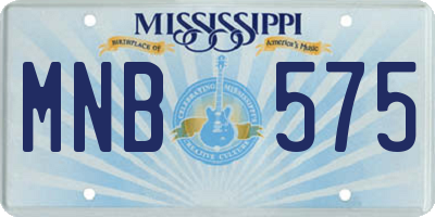 MS license plate MNB575
