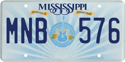 MS license plate MNB576