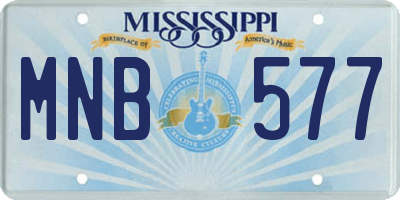 MS license plate MNB577