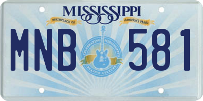 MS license plate MNB581