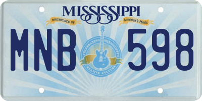 MS license plate MNB598