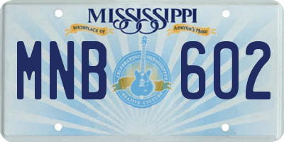MS license plate MNB602