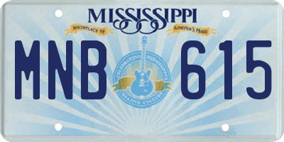 MS license plate MNB615