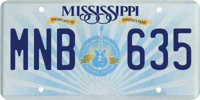 MS license plate MNB635