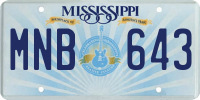 MS license plate MNB643