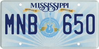 MS license plate MNB650