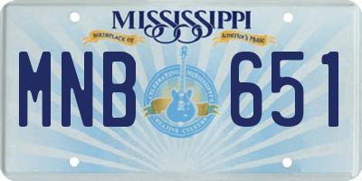 MS license plate MNB651