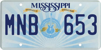MS license plate MNB653