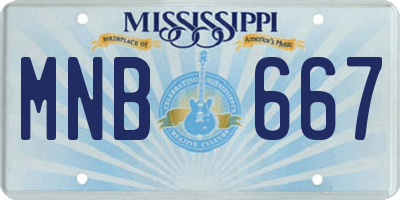 MS license plate MNB667
